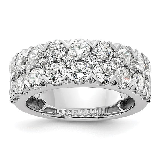 14k White Gold 2 7/8 carat Lab Grown Diamond VS/SI+ G+ Complete Double Row Fashion Band