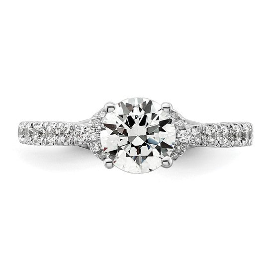 14k White Gold 1/3 carat Lab Grown Diamond VS/SI+ G+ 1 carat center Round Semi Mount Engagement Ring