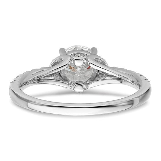 14k White Gold 1/3 carat Lab Grown Diamond VS/SI+ G+ 1 carat center Round Semi Mount Engagement Ring