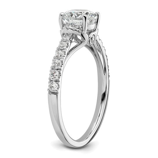 14k White Gold 1/3 carat Lab Grown Diamond VS/SI+ G+ 1 carat center Round Semi Mount Engagement Ring