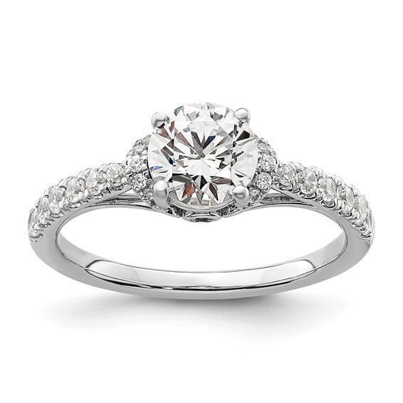 14k White Gold 1/3 carat Lab Grown Diamond VS/SI+ G+ 1 carat center Round Semi Mount Engagement Ring