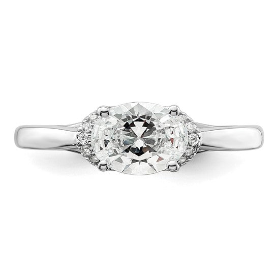 14k White Gold 1/20 carat Lab Grown Diamond VS/SI+ G+ 1 carat Center East-West Oval Semi Mount Engagement Ring
