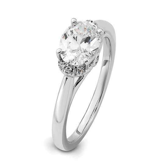 14k White Gold 1/20 carat Lab Grown Diamond VS/SI+ G+ 1 carat Center East-West Oval Semi Mount Engagement Ring