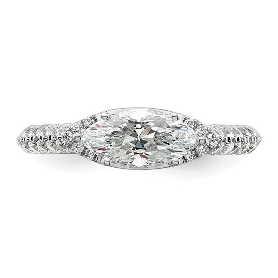 14k White Gold 1/3 carat Lab Grown Diamond VS/SI+ G+ 1 carat Center East-West Marquise Semi Mount Engagement Ring