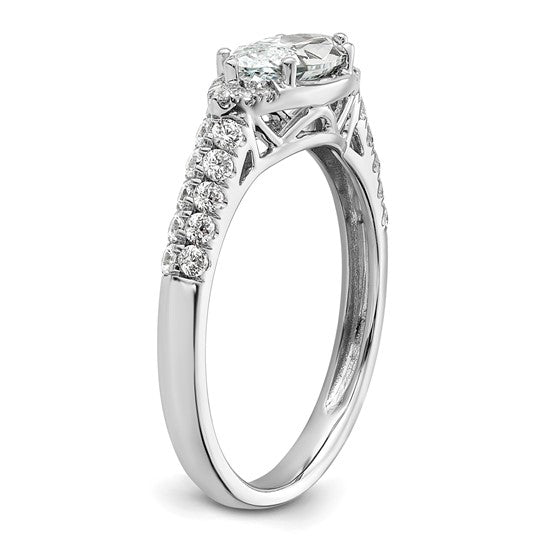 14k White Gold 1/3 carat Lab Grown Diamond VS/SI+ G+ 1 carat Center East-West Marquise Semi Mount Engagement Ring