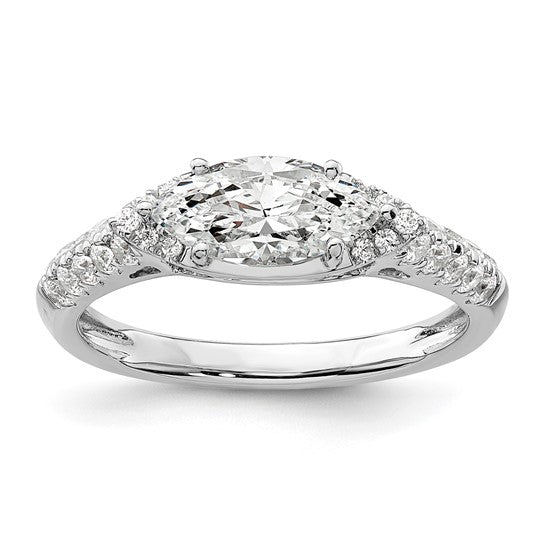 14k White Gold 1/3 carat Lab Grown Diamond VS/SI+ G+ 1 carat Center East-West Marquise Semi Mount Engagement Ring