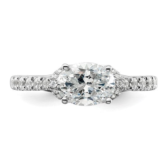 14k White Gold 1/3 carat Lab Grown Diamond VS/SI+ G+ 1 carat East-West Oval Center Semi Mount Engagement Ring