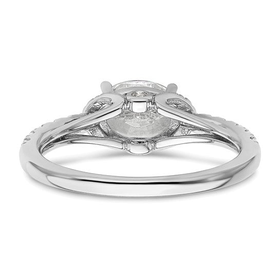 14k White Gold 1/3 carat Lab Grown Diamond VS/SI+ G+ 1 carat East-West Oval Center Semi Mount Engagement Ring