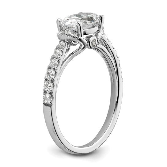 14k White Gold 1/3 carat Lab Grown Diamond VS/SI+ G+ 1 carat East-West Oval Center Semi Mount Engagement Ring