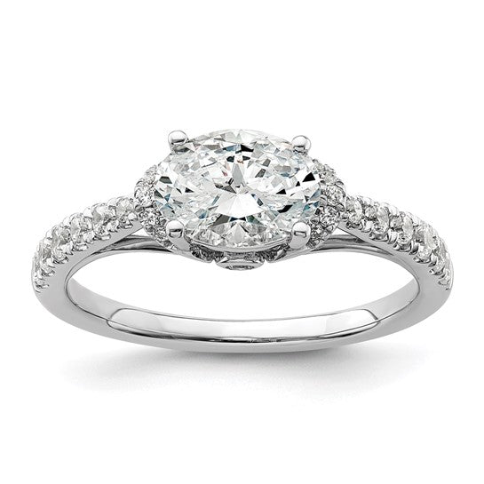 14k White Gold 1/3 carat Lab Grown Diamond VS/SI+ G+ 1 carat East-West Oval Center Semi Mount Engagement Ring