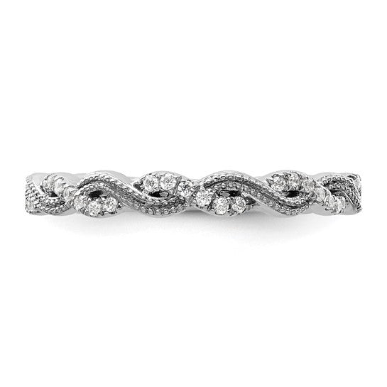 14k White Gold 1/6 carat Lab Grown Diamond VS/SI+ G+ Complete Wedding Band