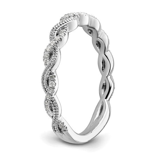 14k White Gold 1/6 carat Lab Grown Diamond VS/SI+ G+ Complete Wedding Band