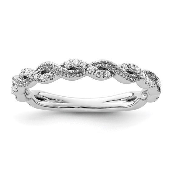 14k White Gold 1/6 carat Lab Grown Diamond VS/SI+ G+ Complete Wedding Band