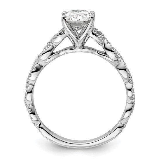 14k White Gold 1/5 carat Lab Grown Diamond VS/SI+ G+ 1 carat Center Oval Semi Mount Engagement Ring