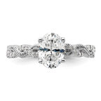 14k White Gold 1/5 carat Lab Grown Diamond VS/SI+ G+ 1 carat Center Oval Semi Mount Engagement Ring