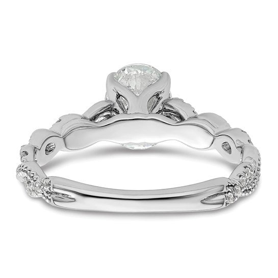 14k White Gold 1/5 carat Lab Grown Diamond VS/SI+ G+ 1 carat Center Oval Semi Mount Engagement Ring