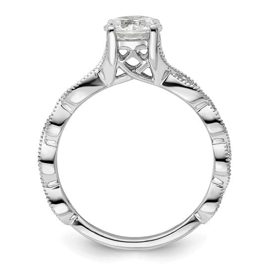 14k White Gold 1/8 carat Lab Grown Diamond VS/SI+ G+ 1 carat Center Round Semi Mount Engagement Ring