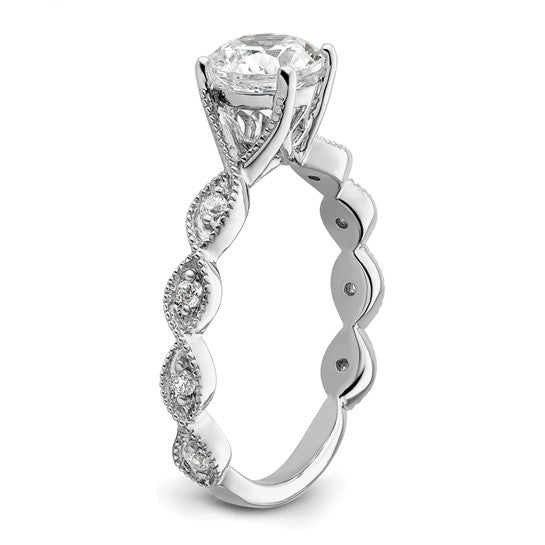 14k White Gold 1/8 carat Lab Grown Diamond VS/SI+ G+ 1 carat Center Round Semi Mount Engagement Ring