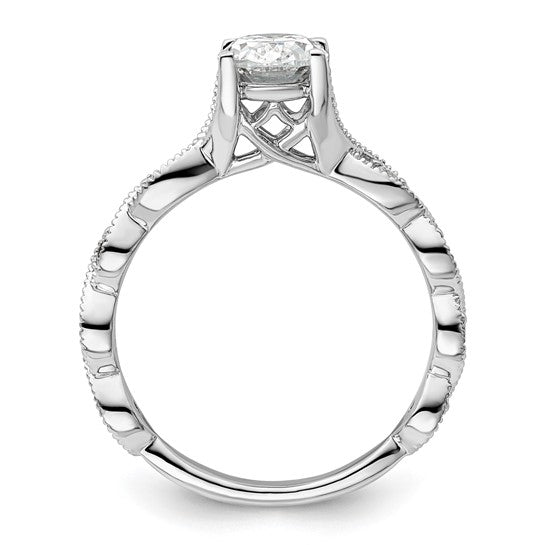 14k White Gold 1/8 carat Lab Grown Diamond VS/SI+ G+ 1 carat Center Oval Semi Mount Engagement Ring