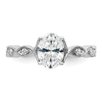 14k White Gold 1/8 carat Lab Grown Diamond VS/SI+ G+ 1 carat Center Oval Semi Mount Engagement Ring