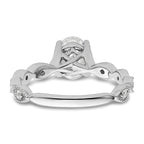 14k White Gold 1/8 carat Lab Grown Diamond VS/SI+ G+ 1 carat Center Oval Semi Mount Engagement Ring