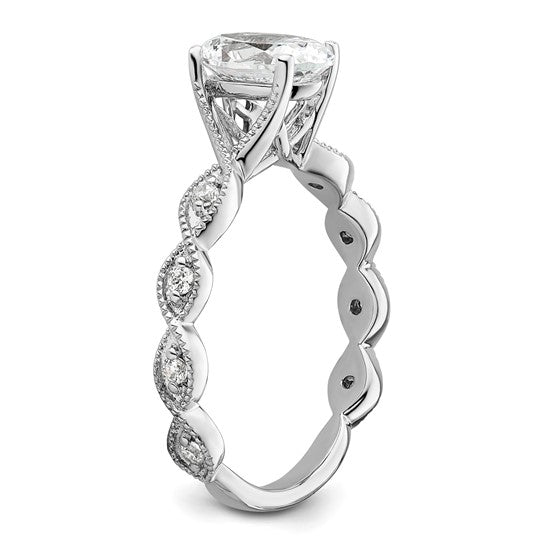 14k White Gold 1/8 carat Lab Grown Diamond VS/SI+ G+ 1 carat Center Oval Semi Mount Engagement Ring