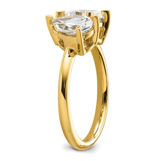 14k Two Stone 1 carat Pear and 1 carat Cushion Ring Mounting