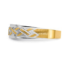14k and Rhodium AA Quality .03 carat Diamond Trio Mens Complete Wedding Band