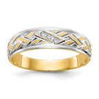 14k and Rhodium AA Quality .03 carat Diamond Trio Mens Complete Wedding Band
