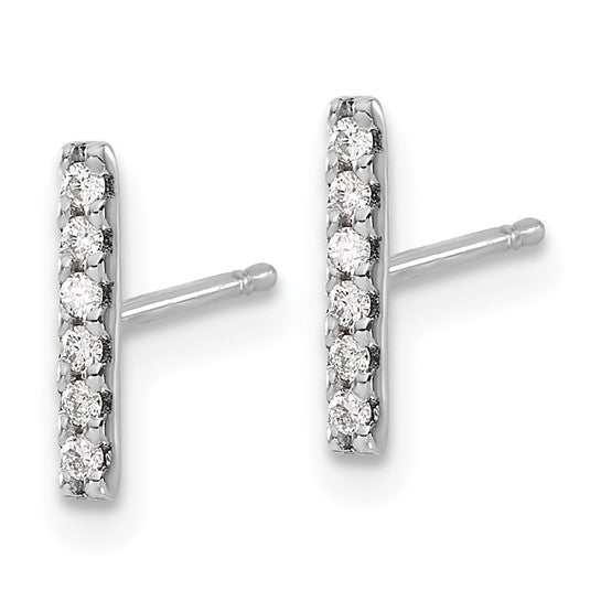 14k White Gold 1/10 carat Diamond Bar Earrings