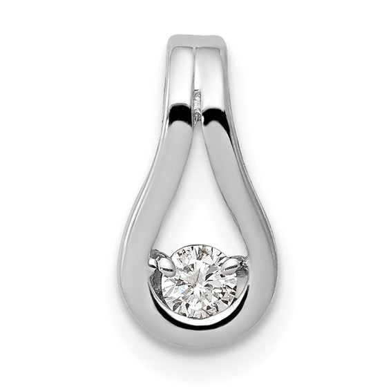 14k White Gold Complete 2.8mm A Diamond Teardrop-Shape Slide Fits up to 2mm Regular/6mm Fancy or Reversible Omega
