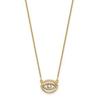 14k Polished 1/10 carat Diamond Halo Evil Eye 18 inch Necklace
