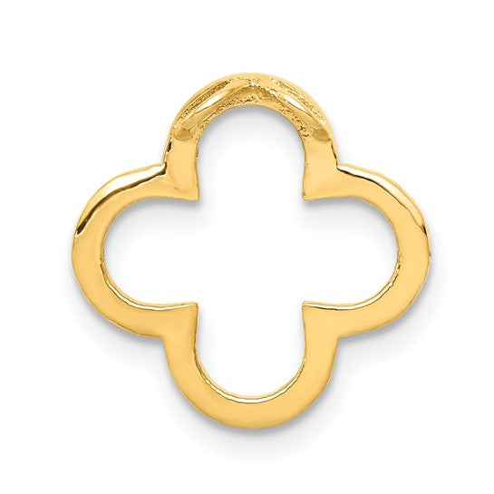 14k Polished 1/4 carat Diamond Small Quatrefoil Design Pendant