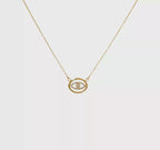 14k Polished 1/10 carat Diamond Halo Evil Eye 18 inch Necklace