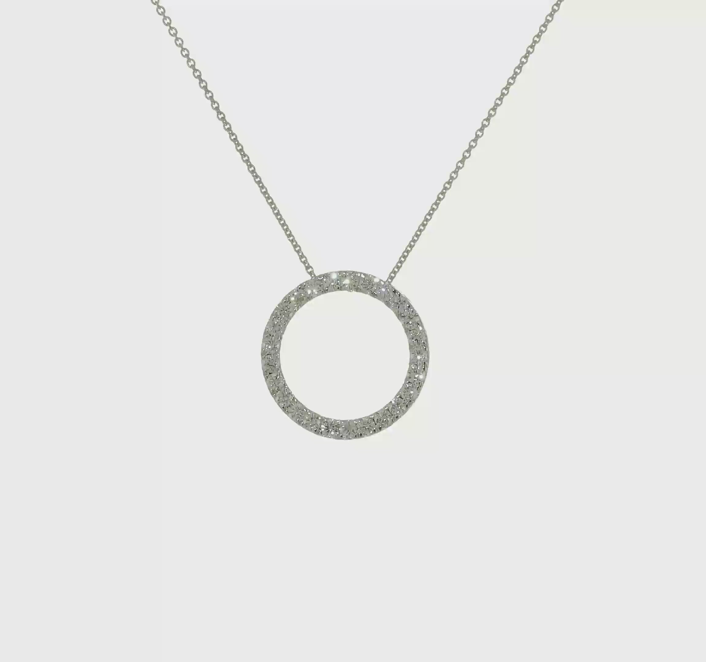 True Origin 14K White Gold 1 carat Lab Grown Diamond VS+ F+ Complete 18 in Eternity Pendant Necklace