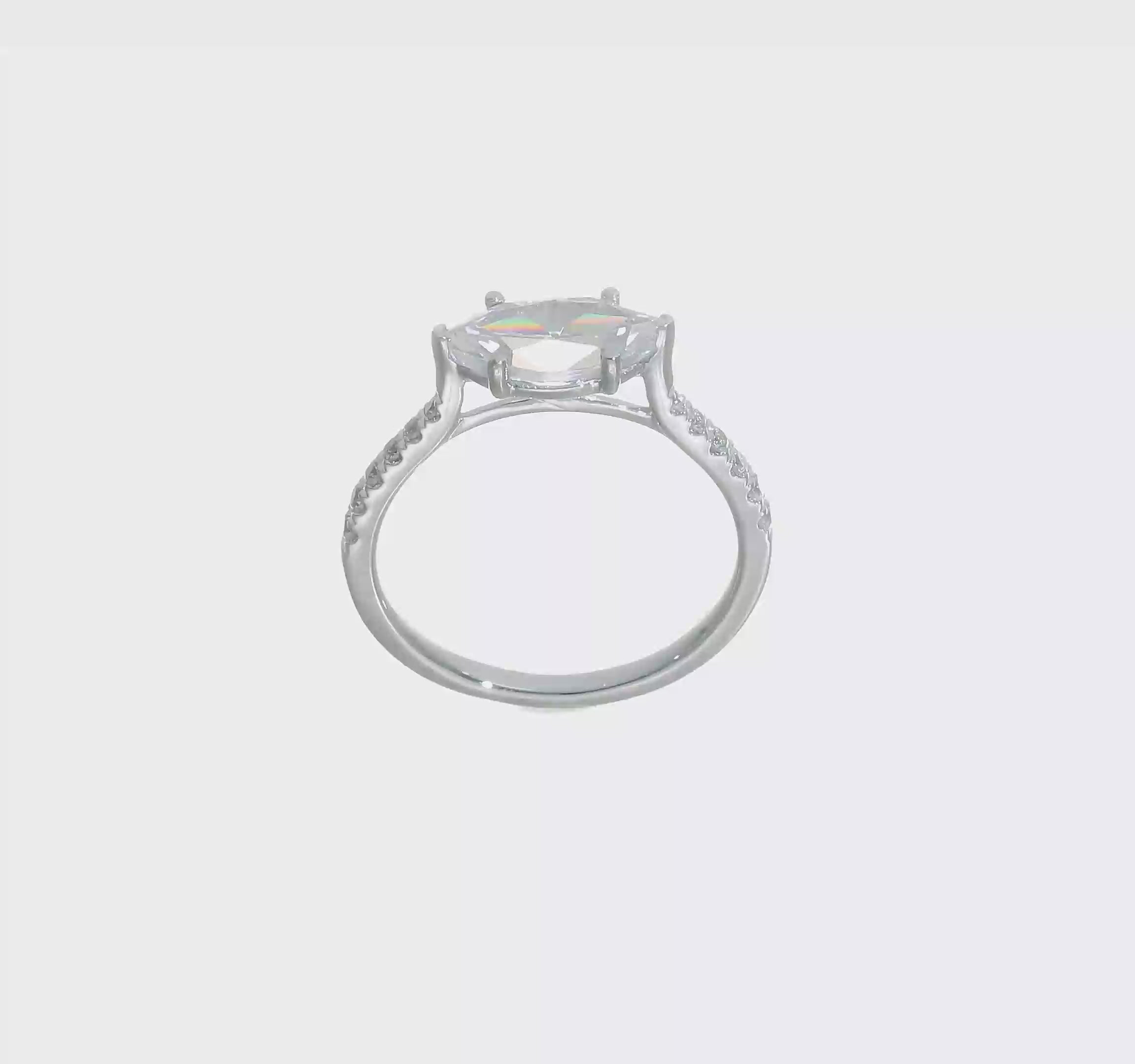 14k White Gold East West (Holds 1 carat (10.5x5.6mm) Marquise Center) 1/5 carat Diamond Semi-Mount Engagement Ring