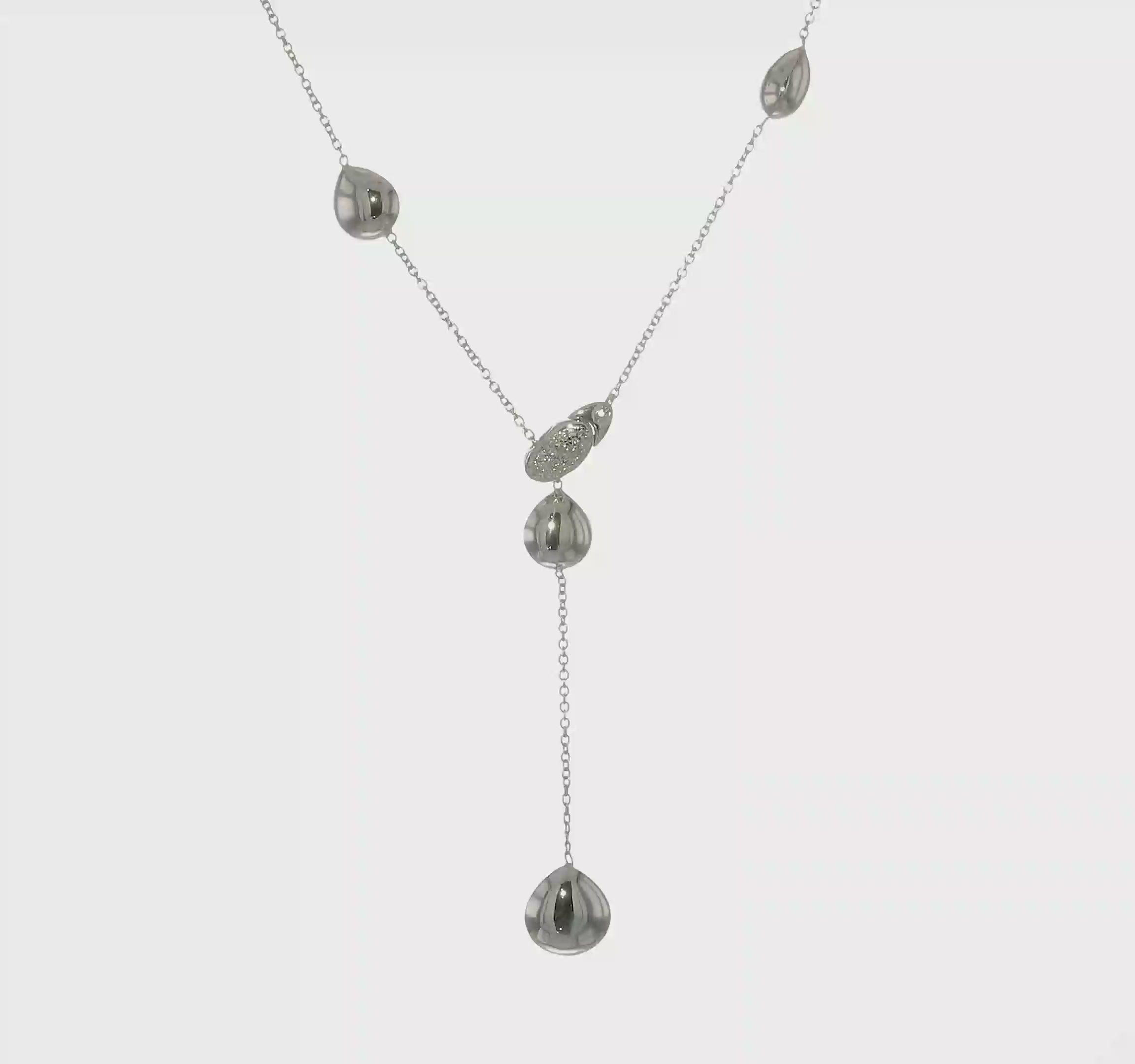 Herco 14K White Gold Fancy Diamond Adjustable Teardrop Lariat Necklace