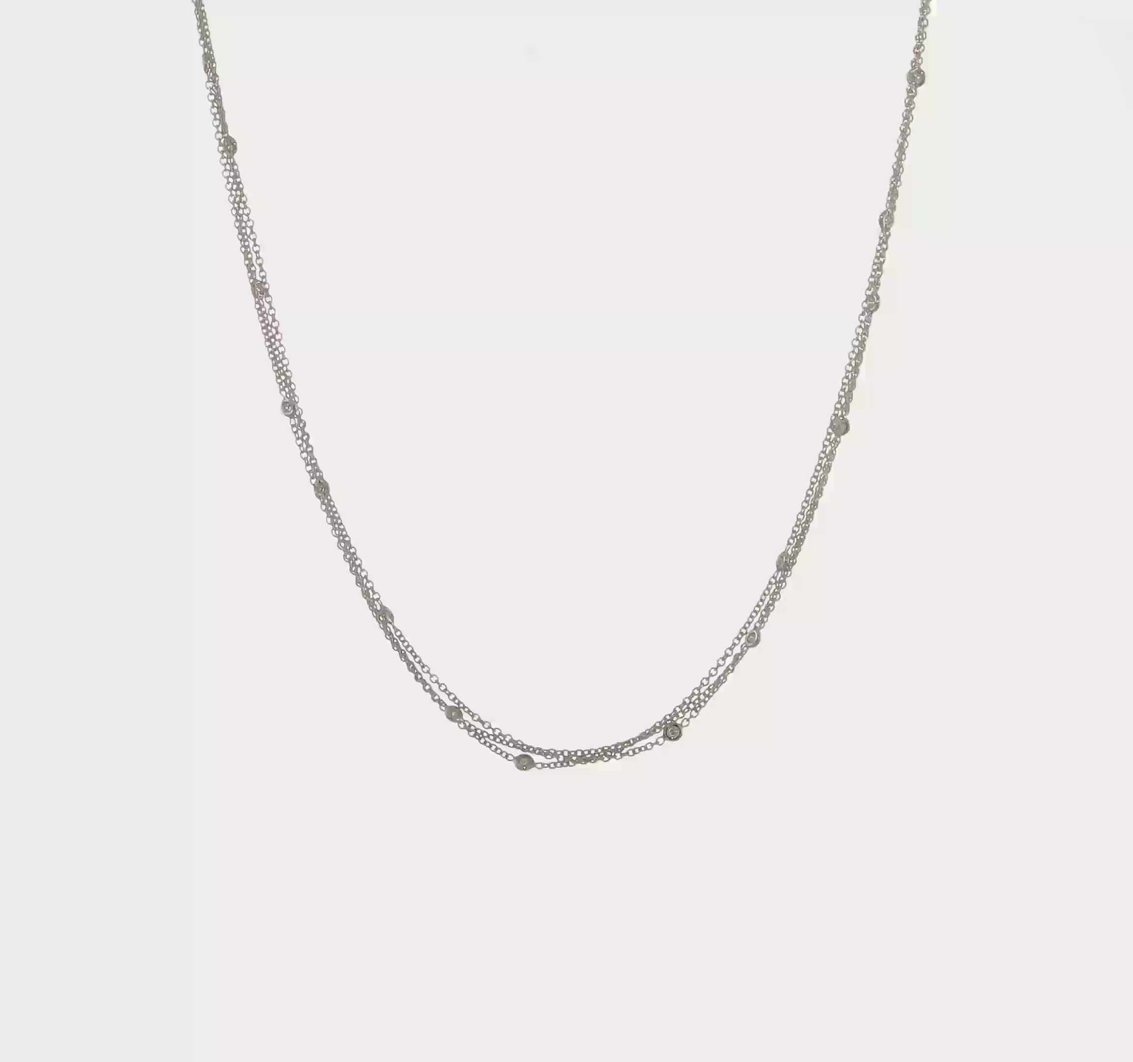 Herco 18K White Gold Diamond 3 Strand 18 inch Necklace