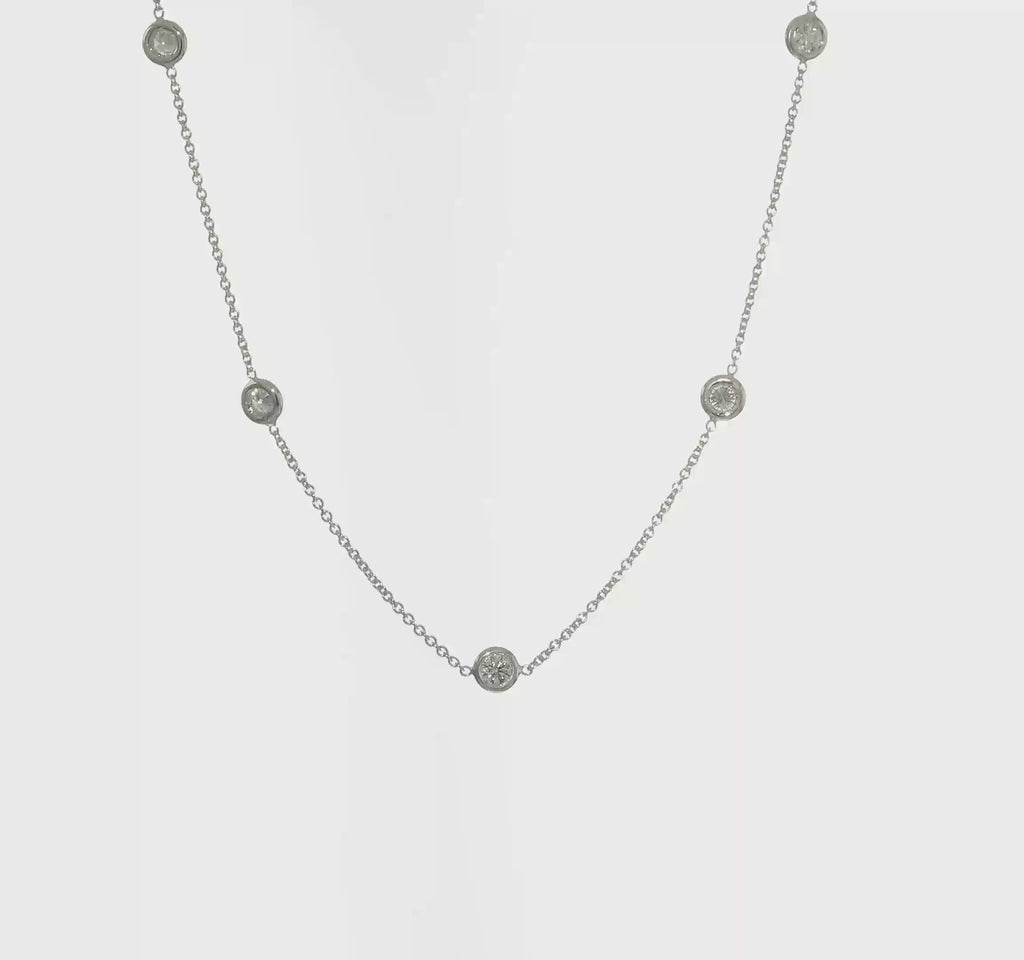 Herco 18K White Gold Diamond Stations 18 inch Necklace