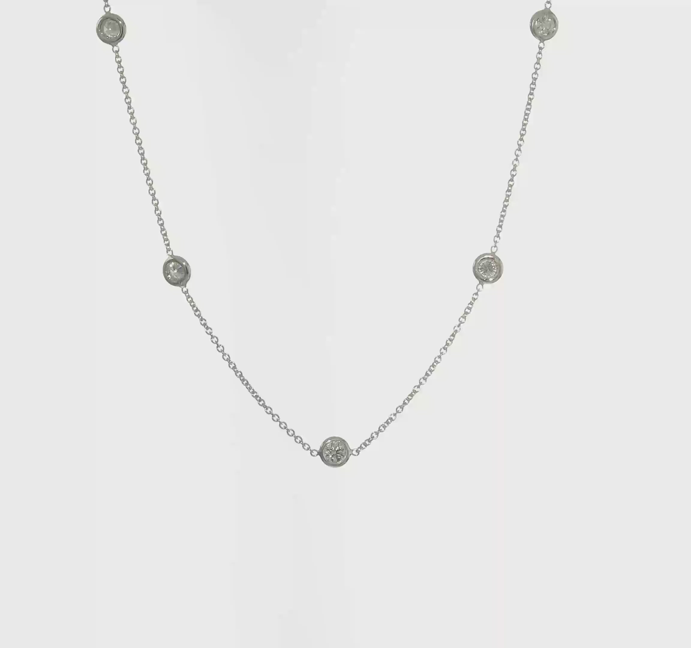 Herco 18K White Gold Diamond Stations 18 inch Necklace