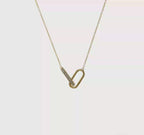 14K Polished 1/15 carat Diamond Interlocked Paperclip Links 18 inch Necklace