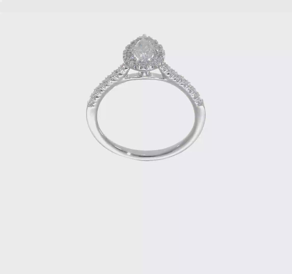 Pear Halo Diamond Semi-mount Engagement Rings
